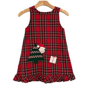 FUNTASIA TOO Tartan Plaid Christmas Santa Ruffle Sleeveless Dress Size 5